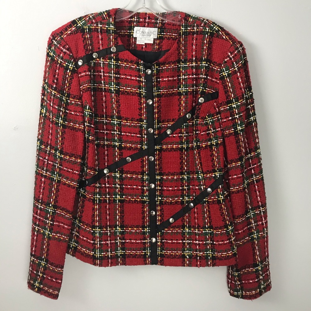 Conrad C Collection | Plaid Silk Blazer Tweed